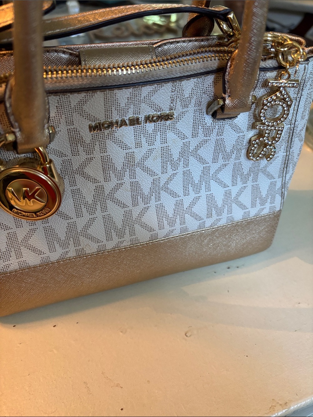 Michael Kors Gold-tone KORS Crystal Logo Keychain - Picture 3 of 4